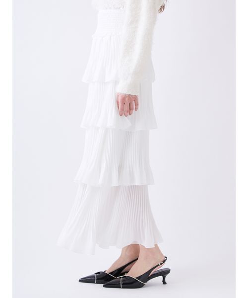 SNIDEL（スナイデル）の「プリーツティアードスカート（スカート・レディース・ホワイト/ブラック/イエロー・1/0）」の5枚目の写真