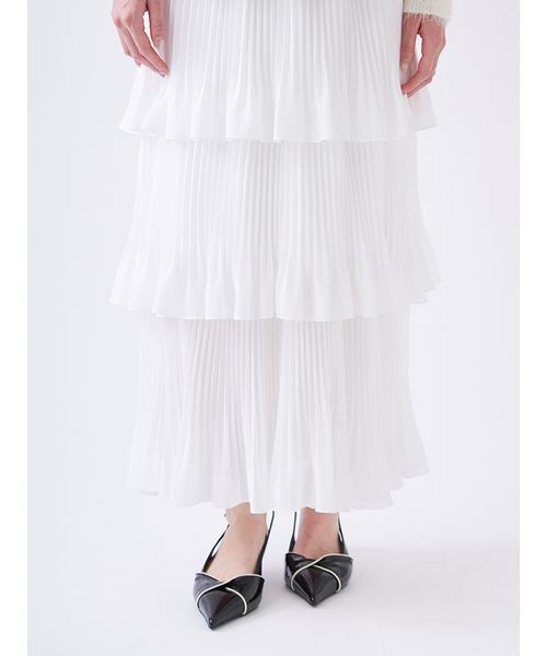 SNIDEL（スナイデル）の「プリーツティアードスカート（スカート・レディース・ホワイト/ブラック/イエロー・1/0）」の7枚目の写真