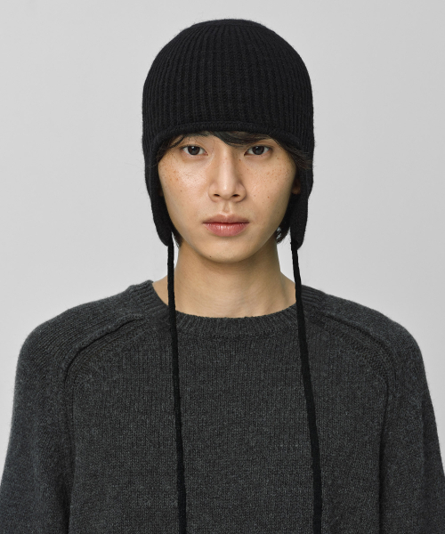 セール】ウィンビーイヤーフラップビーニー[ブラック]（ニットキャップ