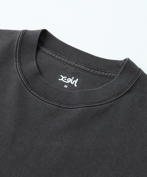 X-girl(エックスガール)の「PIGMENT DYED HEART AND LOGO S/S TEE(Tシャツ/カットソー・レディース・ブラック/オリーブ/レッド・S/M/L/XL)」の7枚目の写真