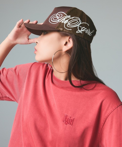 X-girl(エックスガール)の「PIGMENT DYED HEART AND LOGO S/S TEE(Tシャツ/カットソー・レディース・ブラック/オリーブ/レッド・S/M/L/XL)」の13枚目の写真