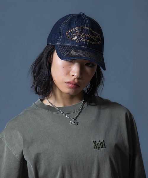 X-girl(エックスガール)の「PIGMENT DYED HEART AND LOGO S/S TEE(Tシャツ/カットソー・レディース・ブラック/オリーブ/レッド・S/M/L/XL)」の13枚目の写真