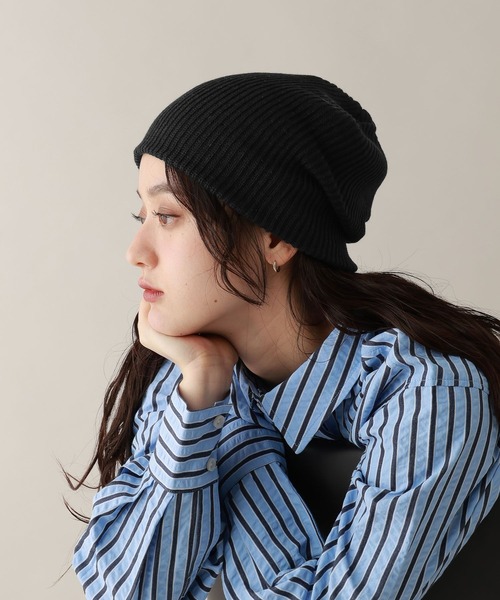 RAGEBLUE(レイジブルー)の「リブカラービーニ-(ニットキャップ/ビーニー・レディース・その他22/ブラック/ブラック系その他/ベージュ系その他2・FREE)」の6枚目の写真