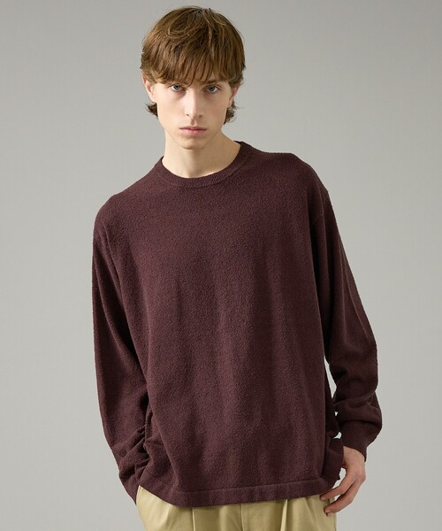 ABAHOUSE（アバハウス）の「コットンブークレー クルーネックニット（ニット/セーター・メンズ・ブラック/オフホワイト/ブラウン・46/48）」の3枚目の写真