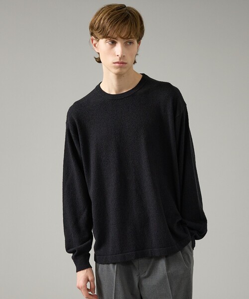 ABAHOUSE（アバハウス）の「コットンブークレー クルーネックニット（ニット/セーター・メンズ・ブラック/オフホワイト/ブラウン・46/48）」の2枚目の写真