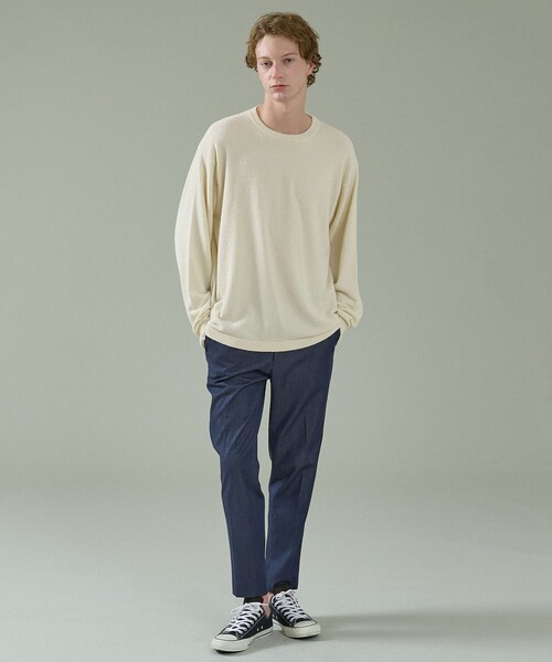 ABAHOUSE（アバハウス）の「コットンブークレー クルーネックニット（ニット/セーター・メンズ・ブラック/オフホワイト/ブラウン・46/48）」の14枚目の写真