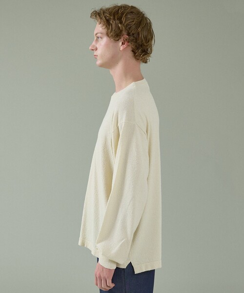 ABAHOUSE（アバハウス）の「コットンブークレー クルーネックニット（ニット/セーター・メンズ・ブラック/オフホワイト/ブラウン・46/48）」の4枚目の写真