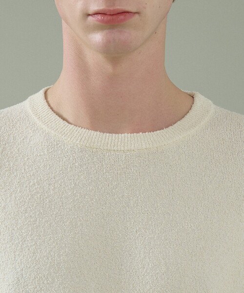 ABAHOUSE（アバハウス）の「コットンブークレー クルーネックニット（ニット/セーター・メンズ・ブラック/オフホワイト/ブラウン・46/48）」の6枚目の写真