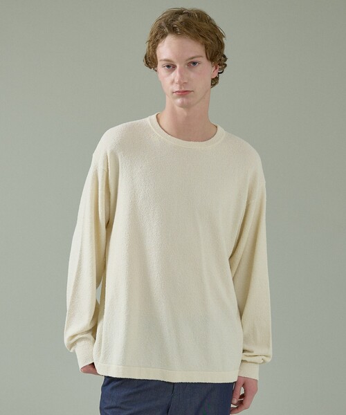 ABAHOUSE（アバハウス）の「コットンブークレー クルーネックニット（ニット/セーター・メンズ・ブラック/オフホワイト/ブラウン・46/48）」の9枚目の写真