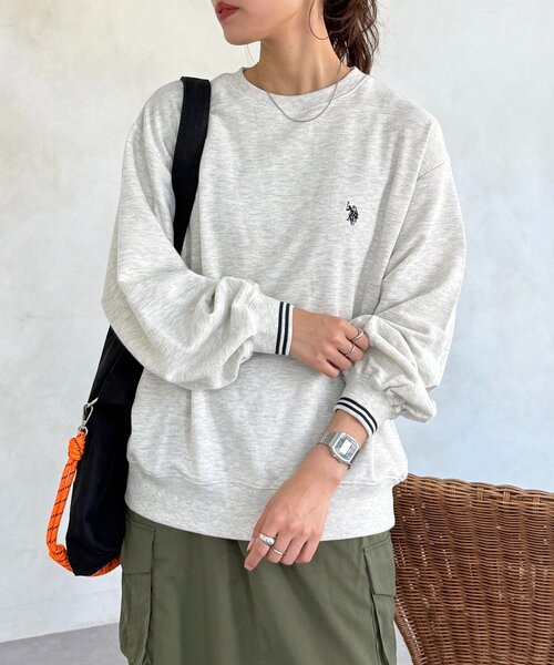 CPCM(シーピーシーエム)の「【U.S. POLO ASSN.】リブライン裏毛スウェット(Tシャツ/カットソー・レディース・グレー/ベージュ/ネイビー/サックスブルー・FREE)」の2枚目の写真