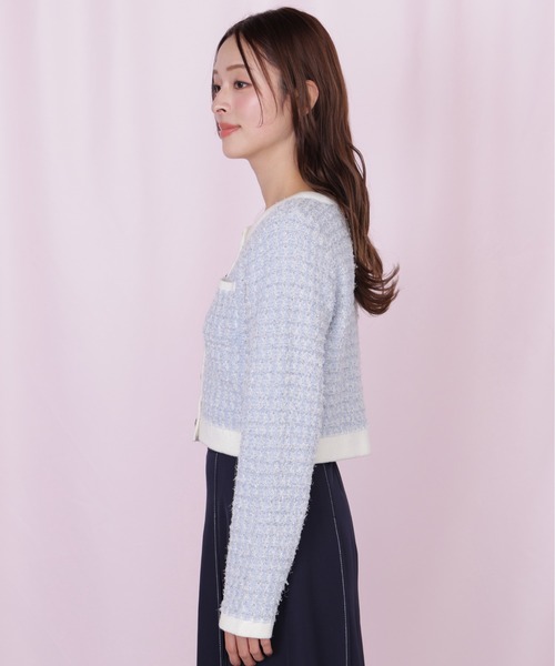 JILL by JILL STUART（ジルバイジルスチュアート）の「ミックスツイードニットジャケット（ニット/セーター・レディース・ブルー/グレー/ピンク・FREE）」の4枚目の写真