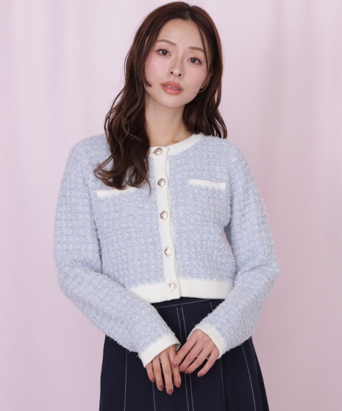JILL by JILL STUART（ジルバイジルスチュアート）の「ミックスツイードニットジャケット（ニット/セーター・レディース・ブルー/グレー/ピンク・FREE）」の18枚目の写真
