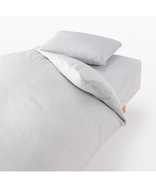 無印良品（ムジルシリョウヒン）の「綿　サッカー織　まくらカバー　４３×６３ｃｍ用（寝具・メンズ・グレー/オフホワイト/グリーン/グリーン系/ベージュ/ブルー系・FREE）」の9枚目の写真
