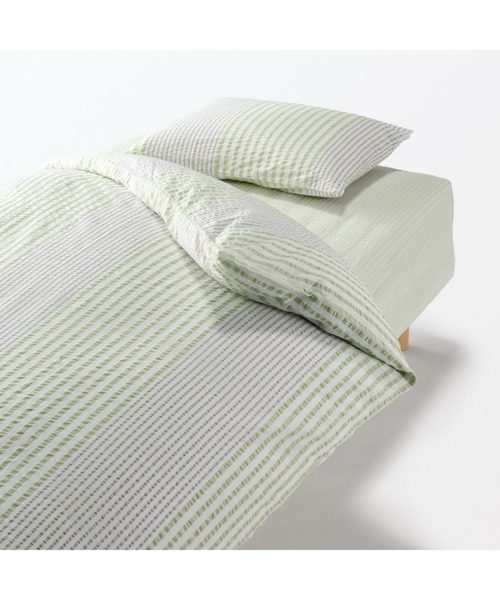 無印良品（ムジルシリョウヒン）の「綿　サッカー織　まくらカバー　４３×６３ｃｍ用（寝具・メンズ・グレー/オフホワイト/グリーン/グリーン系/ベージュ/ブルー系・FREE）」の19枚目の写真