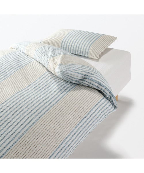 無印良品（ムジルシリョウヒン）の「綿　サッカー織　まくらカバー　４３×６３ｃｍ用（寝具・メンズ・グレー/オフホワイト/グリーン/グリーン系/ベージュ/ブルー系・FREE）」の22枚目の写真