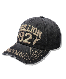 TRILLION（トリリオン）の「ヴィンテージダメージウォッシングデニムボールキャップ[ブラック]（キャップ）」