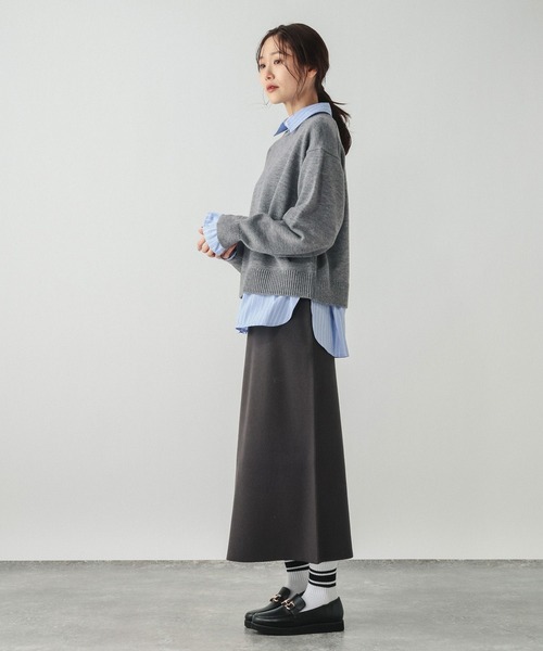 GLOBAL WORK(グローバルワーク)の「ニットプルオーバー*カラーシャツ長袖/634004(ニット/セーター・レディース・ダークブラウン/ライトイエロー/グレー・MEDIUM/LARGE)」の8枚目の写真