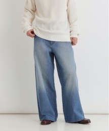 BACK NUMBER | 【BACK NUMBER】デニムワイドフレアパンツ (ハイウエスト / トレンドシルエット / ヴィンテージ感)(デニムパンツ)