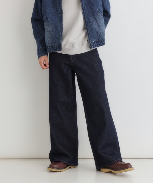 BACK NUMBER（バックナンバー）の「【BACK NUMBER】デニムワイドフレアパンツ (ハイウエスト / トレンドシルエット / ヴィンテージ感)（デニムパンツ・メンズ・ライトインディゴブルー/ダークインディゴブルー・S/M/L/XL）」の2枚目の写真