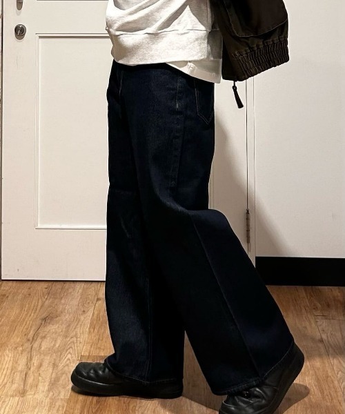 BACK NUMBER（バックナンバー）の「【BACK NUMBER】デニムワイドフレアパンツ (ハイウエスト / トレンドシルエット / ヴィンテージ感)（デニムパンツ・メンズ・ライトインディゴブルー/ダークインディゴブルー・S/M/L/XL）」の19枚目の写真