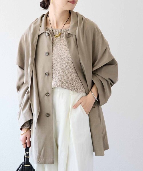 RIVE DROITE(リヴドロワ)の「【鮮度ある着こなしに】ストール付きテントコート(その他アウター・レディース・ベージュ/サンドベージュ・FREE)」の2枚目の写真