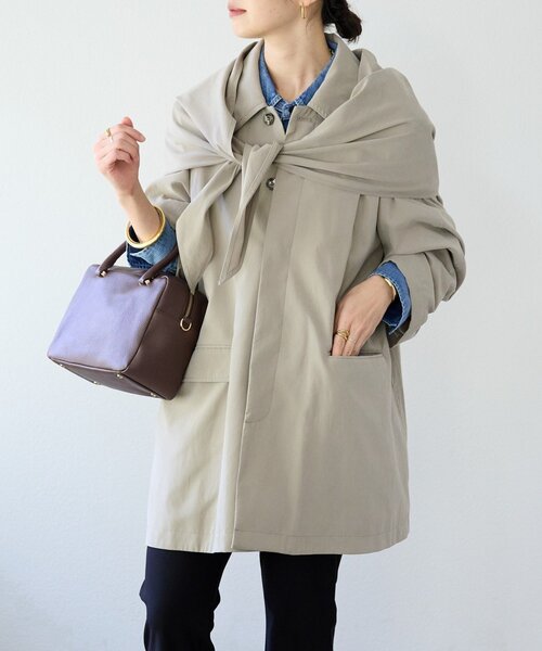 RIVE DROITE(リヴドロワ)の「【鮮度ある着こなしに】ストール付きテントコート(その他アウター・レディース・ベージュ/サンドベージュ・FREE)」の1枚目の写真