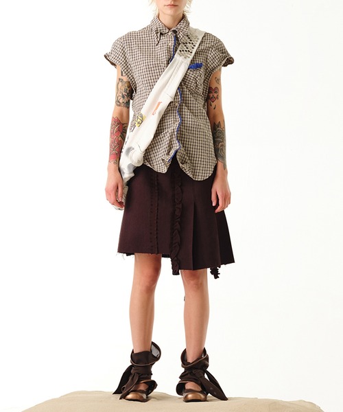 OPEN Yy(オープンワイワイ)の「【OPEN YY】COLOR BLOCK WIRE SHIRT(シャツ/ブラウス・レディース・グリーン/ベージュ・S)」の9枚目の写真