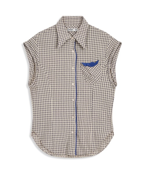 OPEN Yy(オープンワイワイ)の「【OPEN YY】COLOR BLOCK WIRE SHIRT(シャツ/ブラウス・レディース・グリーン/ベージュ・S)」の11枚目の写真