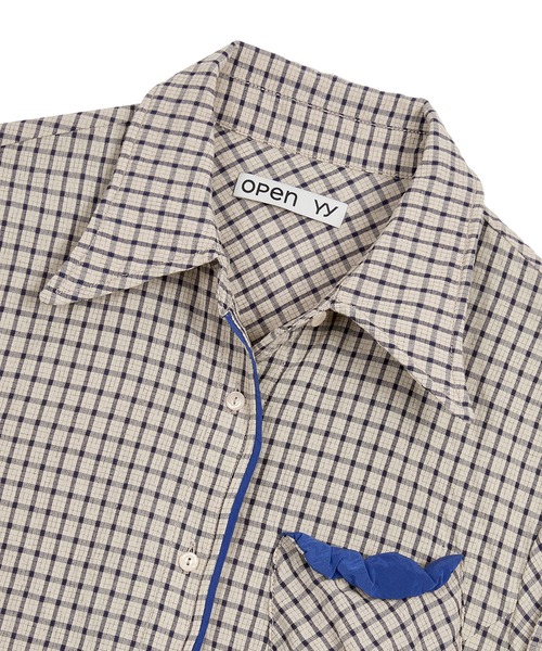 OPEN Yy(オープンワイワイ)の「【OPEN YY】COLOR BLOCK WIRE SHIRT(シャツ/ブラウス・レディース・グリーン/ベージュ・S)」の13枚目の写真