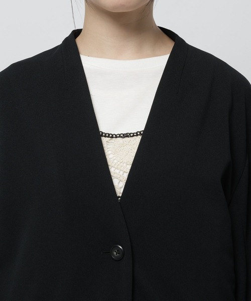 niko and...（ニコアンド）の「洗えるノビノビジャケットカーデ（ノーカラージャケット・レディース・アイボリー/ブラック・FREE）」の12枚目の写真