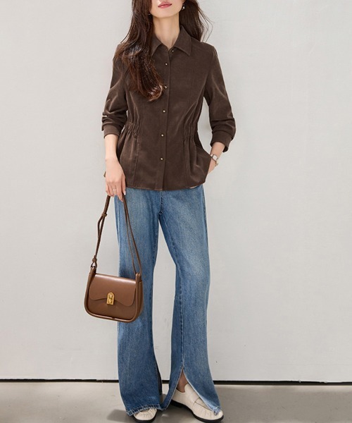 ONEP STAR(ワンピスター)の「ウエストギャザー×シャツブラウス(シャツ/ブラウス・レディース・ダークブラウン・MEDIUM/LARGE/X-LARGE)」の8枚目の写真