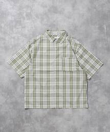 【FFEIN(フェイン)】アソートワンポイント刺繍半袖チェックボックスシャツ / レギュラーカラー 刺繍 レイヤード ポケット