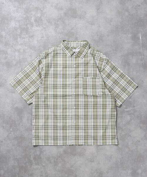 FFEIN(フェイン)の「【FFEIN(フェイン)】アソートワンポイント刺繍半袖チェックボックスシャツ / レギュラーカラー 刺繍 レイヤード ポケット(シャツ/ブラウス・メンズ・ブラック/ネイビー/ライトブルー/レッド/ホワイト/その他2・LARGE/MEDIUM/SMALL/X-SMALL)」の6枚目の写真