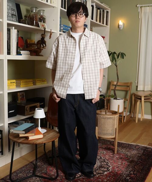 FFEIN(フェイン)の「【FFEIN(フェイン)】アソートワンポイント刺繍半袖チェックボックスシャツ / レギュラーカラー 刺繍 レイヤード ポケット(シャツ/ブラウス・メンズ・ブラック/ネイビー/ライトブルー/レッド/ホワイト/その他2・LARGE/MEDIUM/SMALL/X-SMALL)」の20枚目の写真