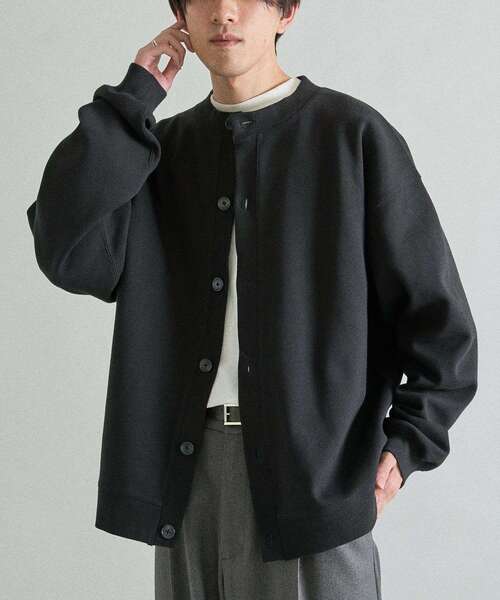 CRAFT STANDARD BOUTIQUE(クラフトスタンダードブティック)の「ボンディングスウェットクルーネックカーディガン(カーディガン/ボレロ・メンズ・ライトグレー/ブラック・S/M/L)」の10枚目の写真