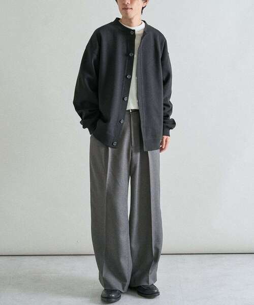 CRAFT STANDARD BOUTIQUE(クラフトスタンダードブティック)の「ボンディングスウェットクルーネックカーディガン(カーディガン/ボレロ・メンズ・ライトグレー/ブラック・S/M/L)」の11枚目の写真