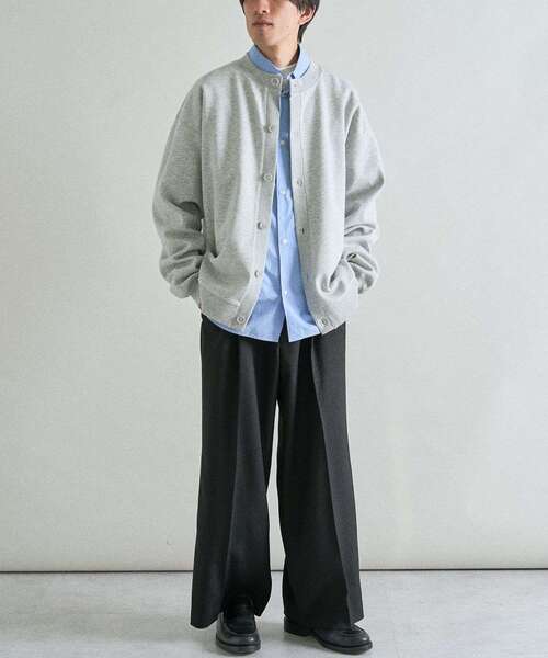 CRAFT STANDARD BOUTIQUE(クラフトスタンダードブティック)の「ボンディングスウェットクルーネックカーディガン(カーディガン/ボレロ・メンズ・ライトグレー/ブラック・S/M/L)」の17枚目の写真