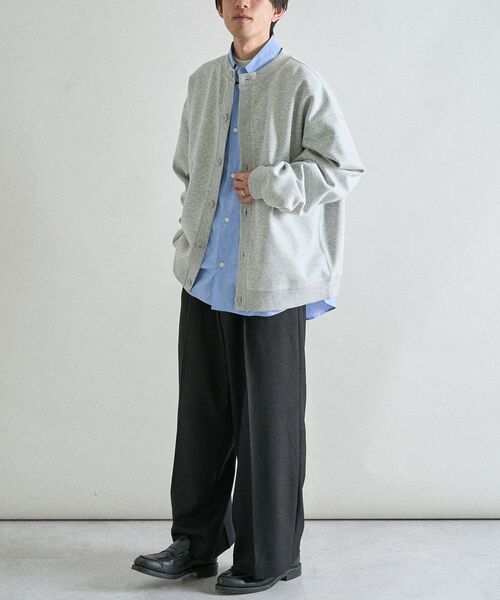 CRAFT STANDARD BOUTIQUE(クラフトスタンダードブティック)の「ボンディングスウェットクルーネックカーディガン(カーディガン/ボレロ・メンズ・ライトグレー/ブラック・S/M/L)」の18枚目の写真