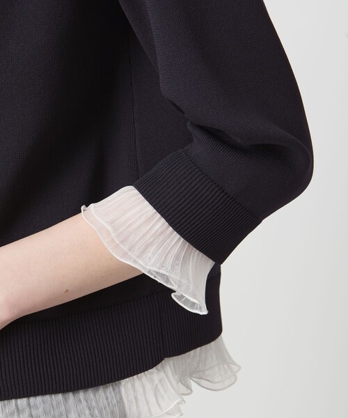 UNITED ARROWS（ユナイテッドアローズ）の「４WAY チュール フリル カーディガン（カーディガン/ボレロ・レディース・ブラック/ネイビー/ダークグレー・FREE）」の8枚目の写真