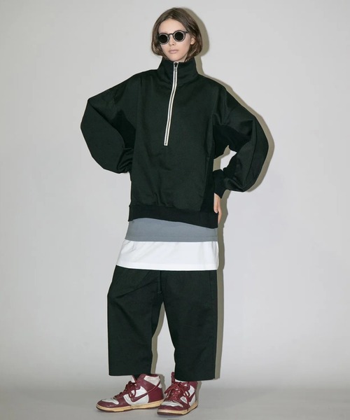my beautiful landlet(マイビューティフルランドレット)の「【my beautiful landlet】COTTON & POLYESTER × SWEAT WIDE EASY PANTS(その他パンツ・メンズ・グリーン/ブラック/キナリ・1/2/0)」の13枚目の写真