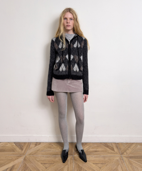 DIAGONAL(ダイアゴナル)の「HEART ARGYLE JACQUARD HOOD ZIP UP (black)(カーディガン/ボレロ・レディース・その他・FREE)」の4枚目の写真