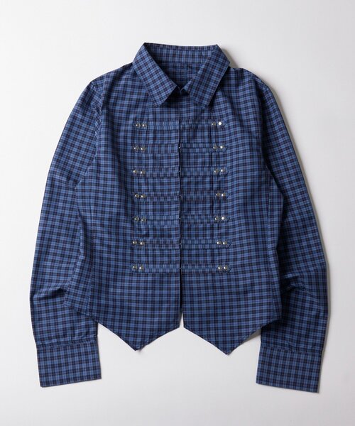 WHO'S WHO gallery（フーズフーギャラリー）の「ナポレオンコンパクトシャツ（シャツ/ブラウス・レディース・ホワイト/ネイビー/ブラック/カーキ・FREE）」の4枚目の写真