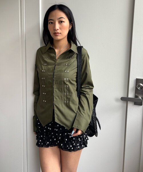 WHO'S WHO gallery(フーズフーギャラリー)の「ナポレオンコンパクトシャツ(シャツ/ブラウス・レディース・ホワイト/ネイビー/ブラック/カーキ・FREE)」の7枚目の写真