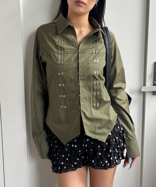 WHO'S WHO gallery(フーズフーギャラリー)の「ナポレオンコンパクトシャツ(シャツ/ブラウス・レディース・ホワイト/ネイビー/ブラック/カーキ・FREE)」の9枚目の写真