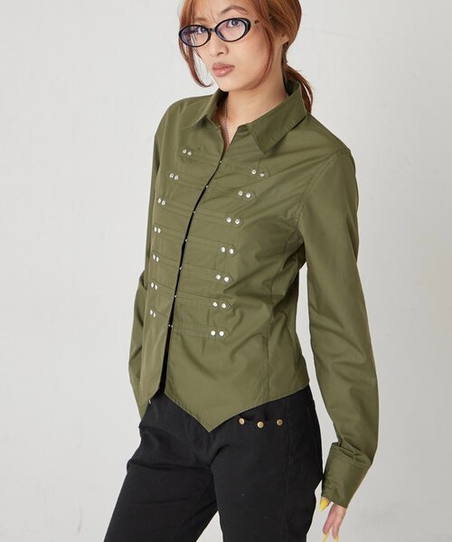 WHO'S WHO gallery(フーズフーギャラリー)の「ナポレオンコンパクトシャツ(シャツ/ブラウス・レディース・ホワイト/ネイビー/ブラック/カーキ・FREE)」の13枚目の写真