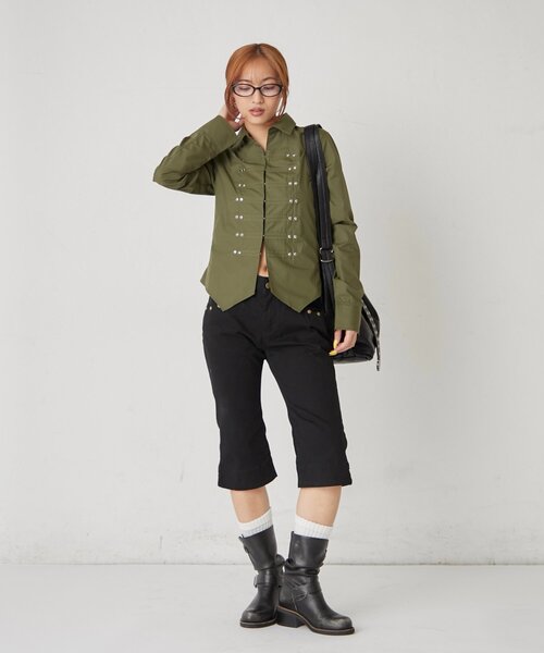 WHO'S WHO gallery(フーズフーギャラリー)の「ナポレオンコンパクトシャツ(シャツ/ブラウス・レディース・ホワイト/ネイビー/ブラック/カーキ・FREE)」の14枚目の写真