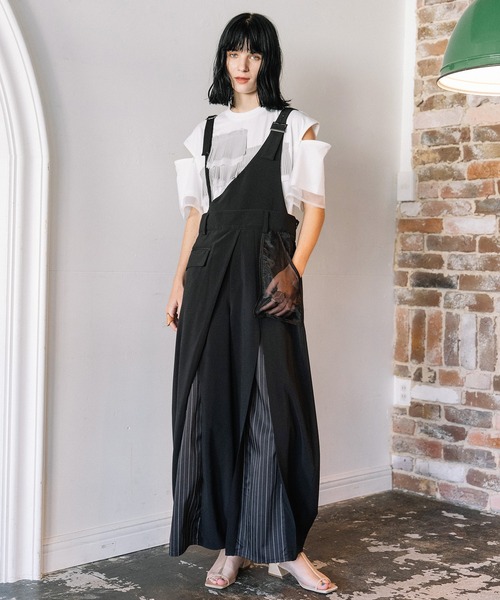 AULA AILA（アウラアイラ）の「タックアシンメトリーサロペット（サロペット/オーバーオール・レディース・グレイッシュベージュ/ブラック/グレー・1/0）」の9枚目の写真