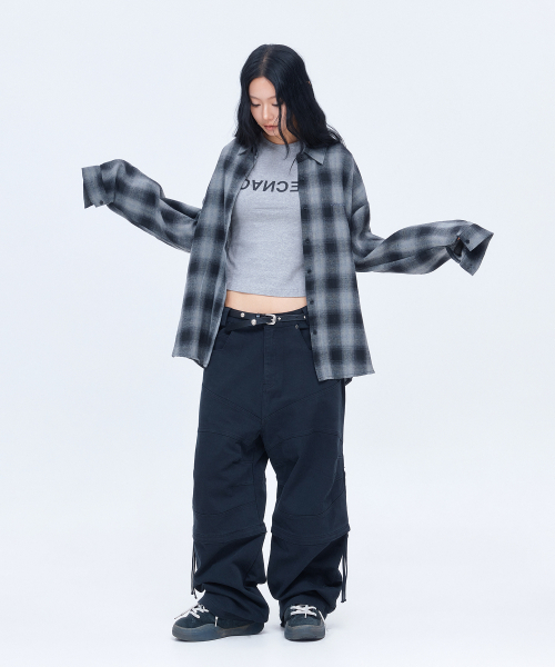 DAUSPICE（ディーオスピス）の「(DUC) Logo ombre checkshirt Black（シャツ/ブラウス・レディース・ブラック・ONE SIZE）」の3枚目の写真