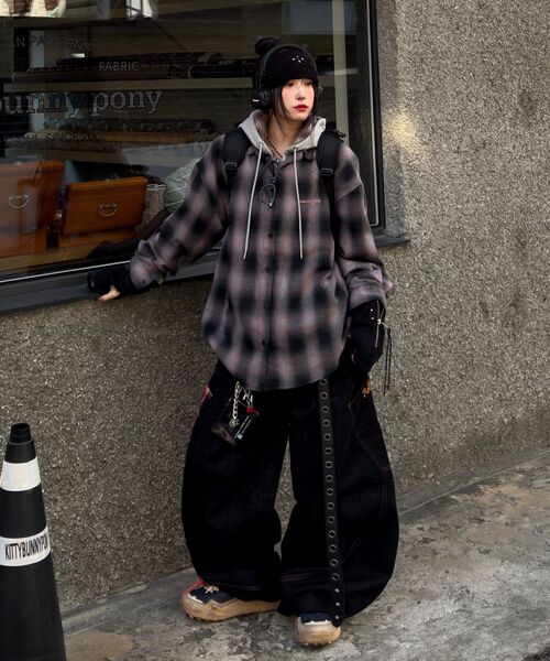 DAUSPICE（ディーオスピス）の「(DUC) Logo ombre checkshirt Black（シャツ/ブラウス・レディース・ブラック・ONE SIZE）」の10枚目の写真