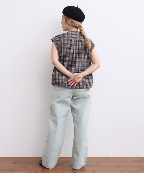 CHILD WOMAN(チャイルドウーマン)の「LIBERTY/リバティ タータンチェック 細ボウタイフレンチスリーブブラウス(シャツ/ブラウス・レディース・ネイビー/グリーン・FREE)」の19枚目の写真